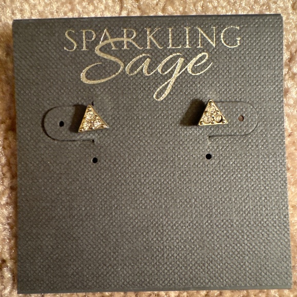 Tiny Triangle Rhinestone Stud Earrings - Picture 1 of 4